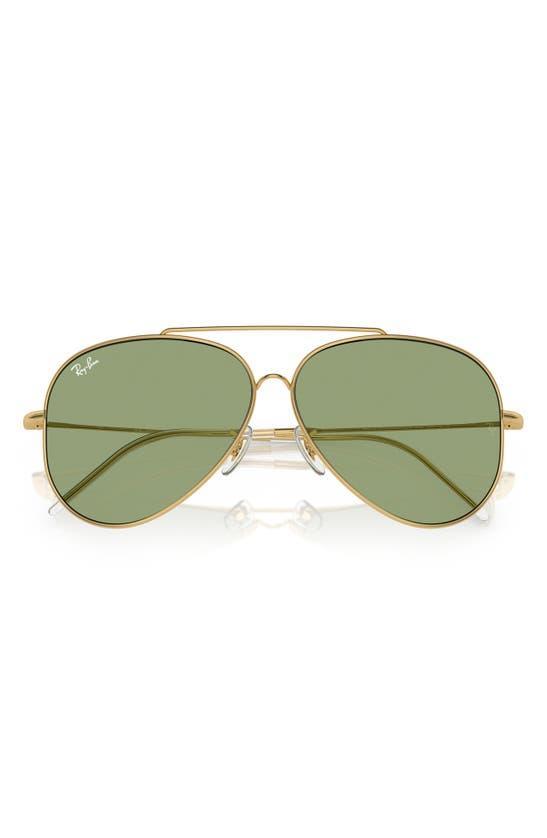 RAY BAN Aviator Reverse Sunglasses Gold Frame Green Lenses 59-11 Product Image