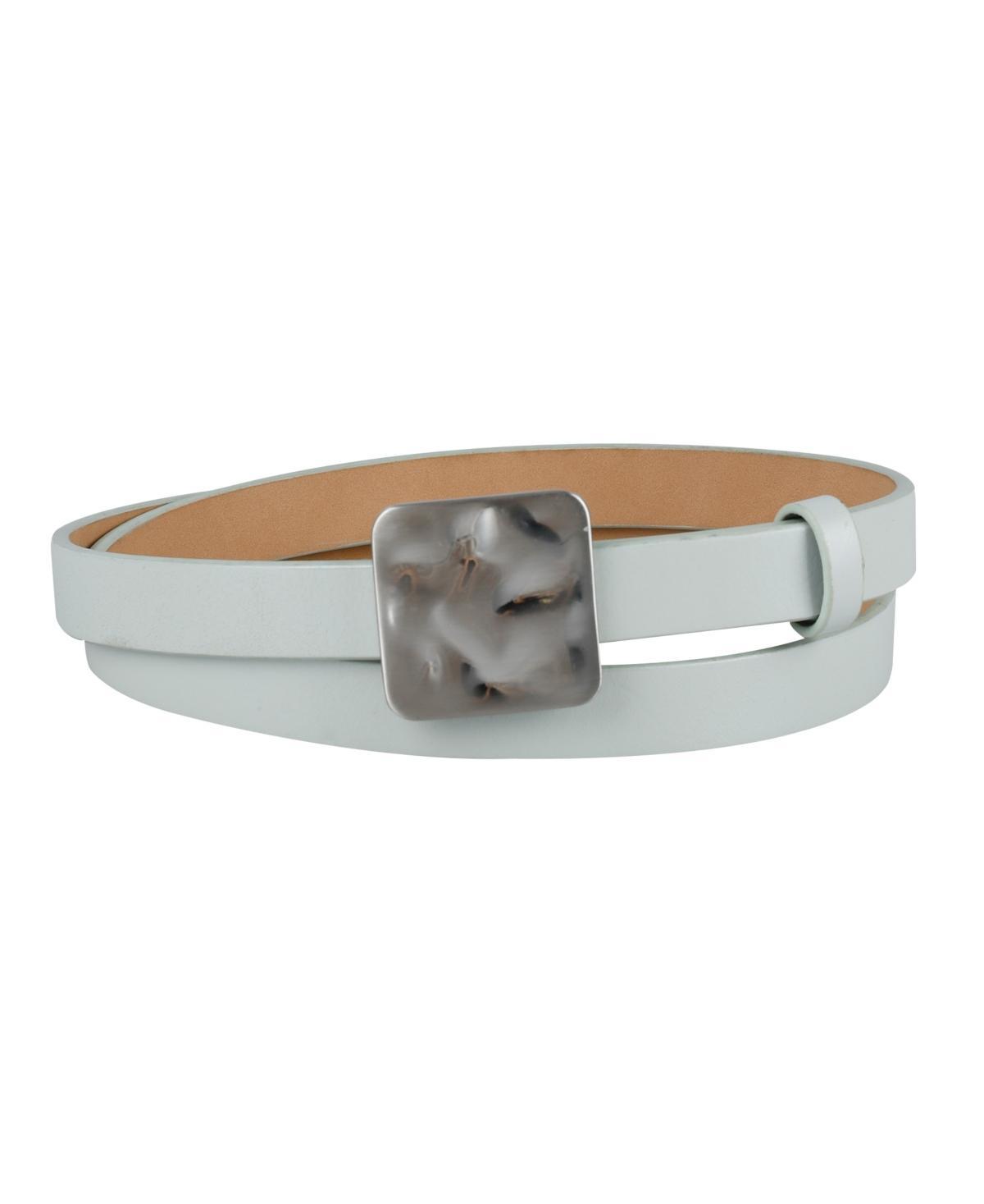 Calvin Klein Womens Skinny Hammered Plaque Buckle Belt Product Image