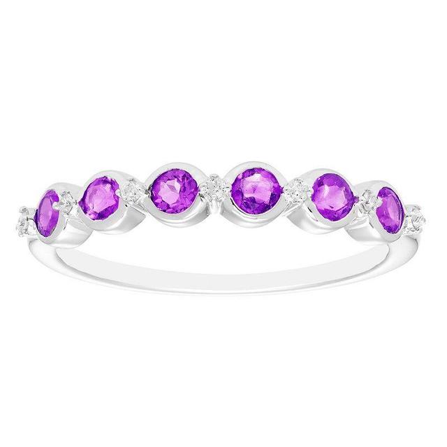 Boston Bay Diamonds Sterling Silver Gemstone & 1/10 Carat T.W. Diamond Stacking Ring, Womens Purple Product Image