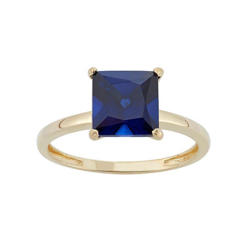 Lab-Created Sapphire 10k Gold Ring, Womens, Size: 8, Blue Product Image