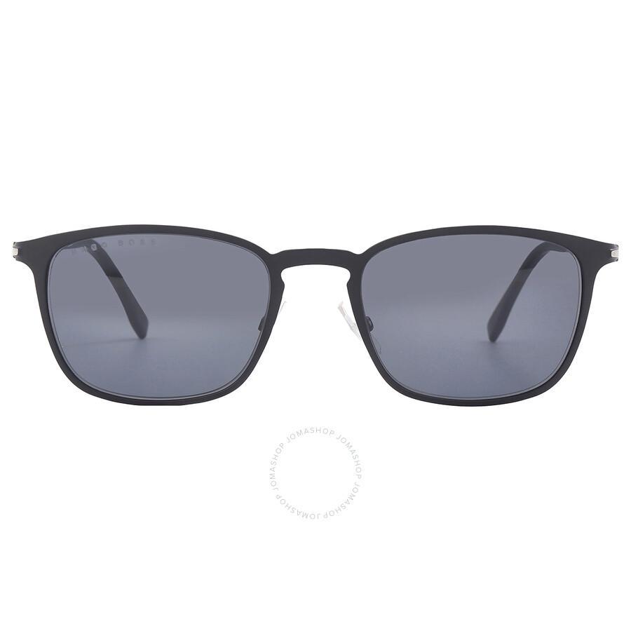 Grey Rectangular Men's Sunglasses Boss 1043/s 0003 52 In Black Product Image