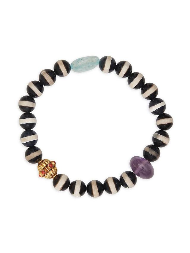 Womens Globetrotter 18K Yellow Gold & Multi-Gemstone Beaded Stretch Bracelet Product Image