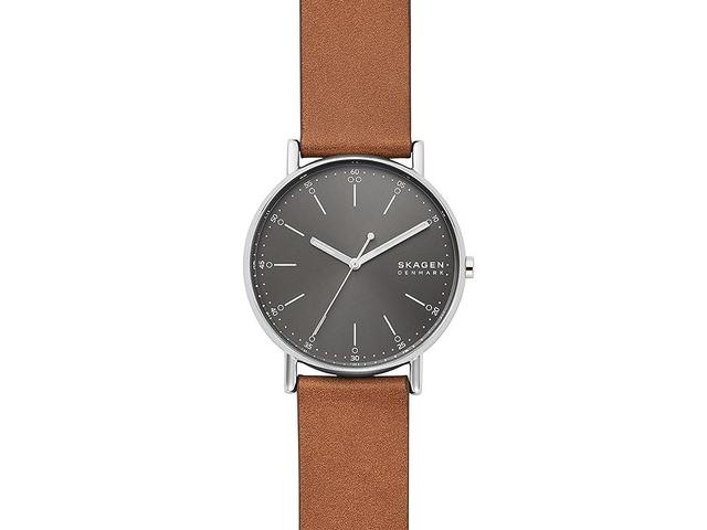 Skagen Signatur Three-Hand Men's Watch (SKW6578 Silver Leather) Watches Product Image