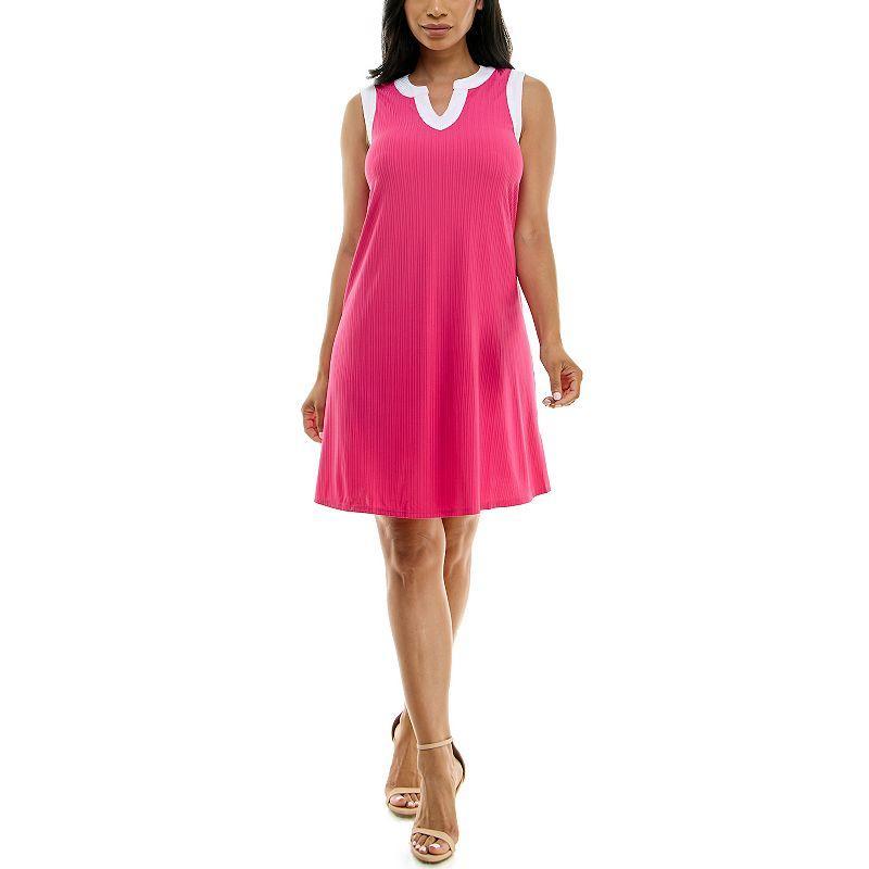 Womens Nina Leonard Colorblock Splitneck Dress Product Image