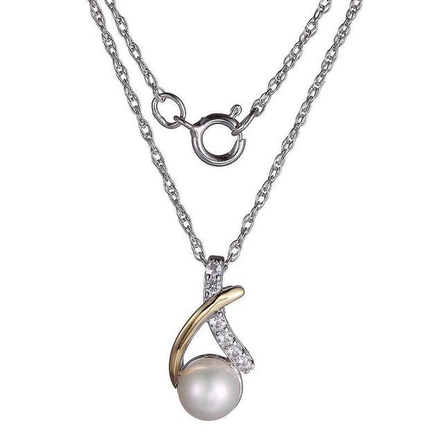 Sterling Silver & 10k Gold Flash-Plated Freshwater Cultured Pearl Pendant Necklace, Womens Two Tone Product Image