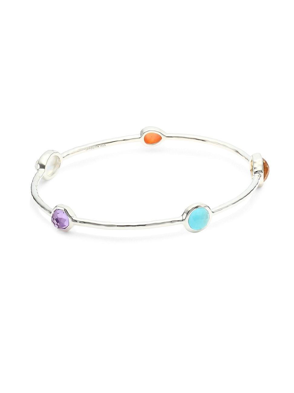 Womens Rock Candy Sterling Silver & Multi-Stone 5-Station Bangle Bracelet Product Image