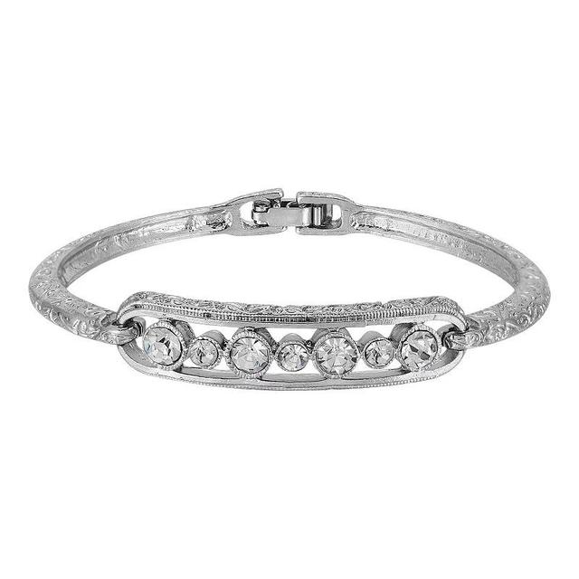 1928 Crystal Thin Bangle Bracelet, Womens, Silver White Product Image