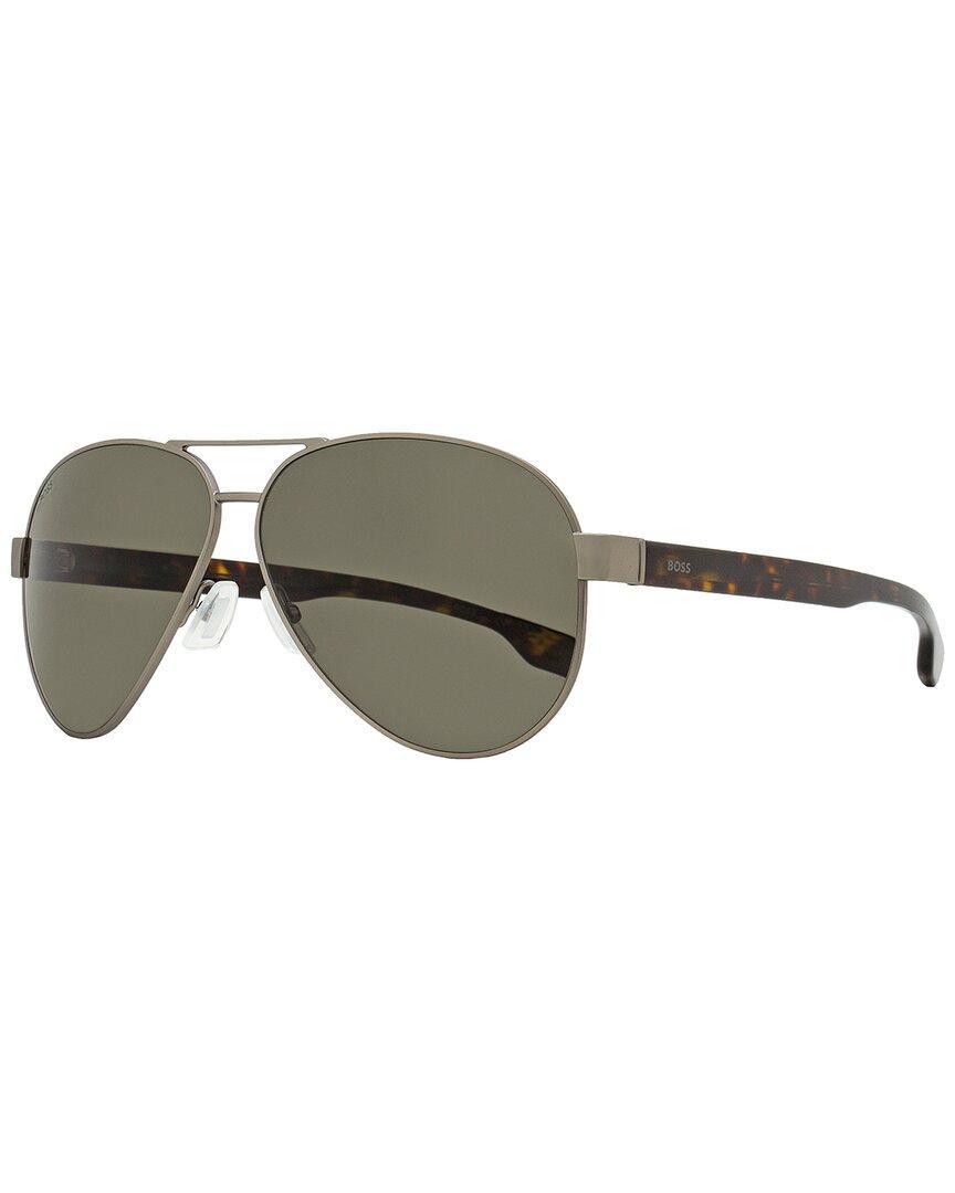 Boss Boss Pilot 1560/o/s Sunglasses Man Sunglasses Brown Size 63 Metal, Acetate In Silver Product Image