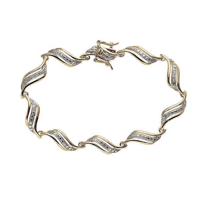 18k Gold Plated Diamond Accent Swirl Bracelet, Womens Product Image