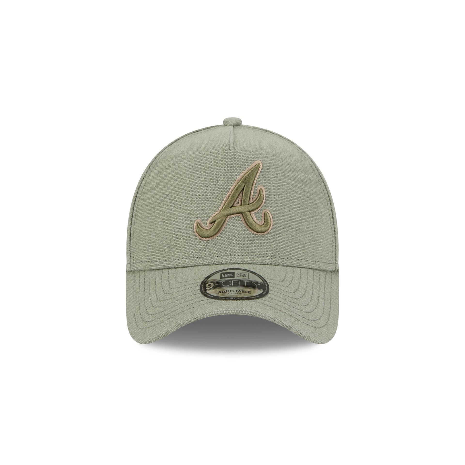 Atlanta Braves Logo Essentials Olive 9FORTY A-Frame Snapback Hat Male Product Image