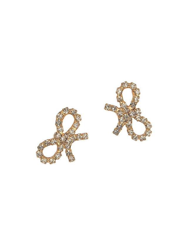 Womens Rhodium-Plated & Glass Crystal Bow Stud Earrings Product Image