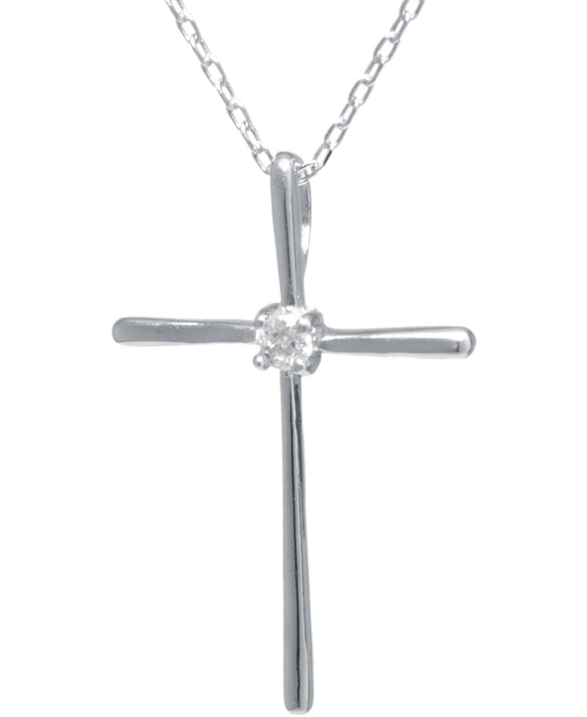 Main and Sterling 14k Gold Over Silver Cubic Zirconia Cross Pendant Necklace, Womens Gold Tone Product Image