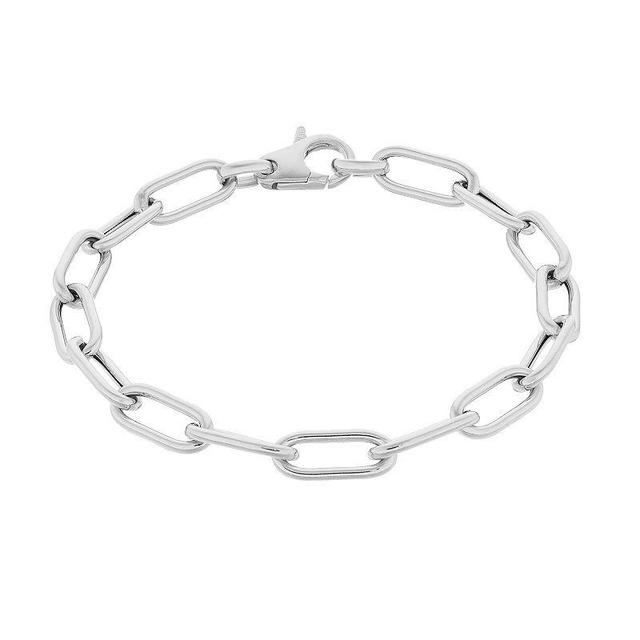 Sterling Silver Paper Clip Chain Bracelet, Womens Product Image