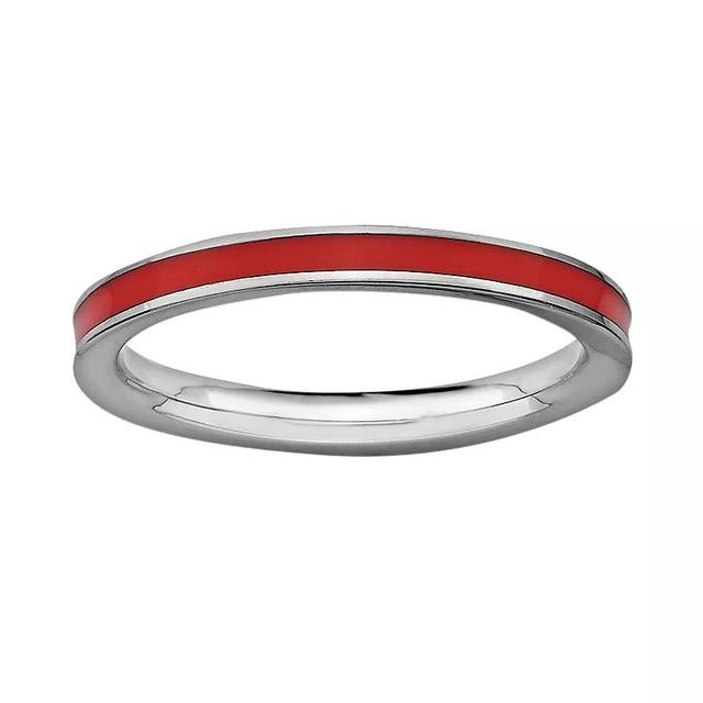 Stacks & Stones Sterling Silver Red Enamel Stack Ring, Womens Product Image