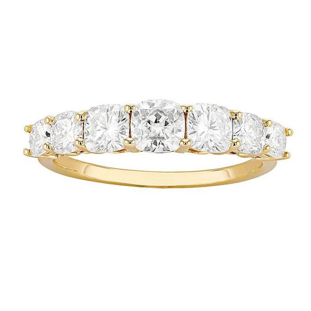 Radiant Fire 14k Gold Lab-Created Moissanite 7-Stone Wedding Band, Womens Product Image