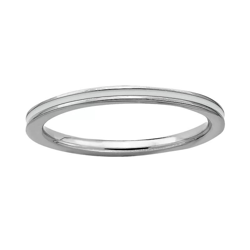 Stacks & Stones Sterling Silver White Enamel Stack Ring, Womens Product Image