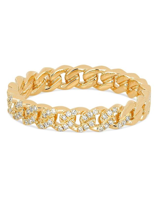 Womens 14K Yellow Gold & Diamond Pav Mini Curb Chain Ring Product Image