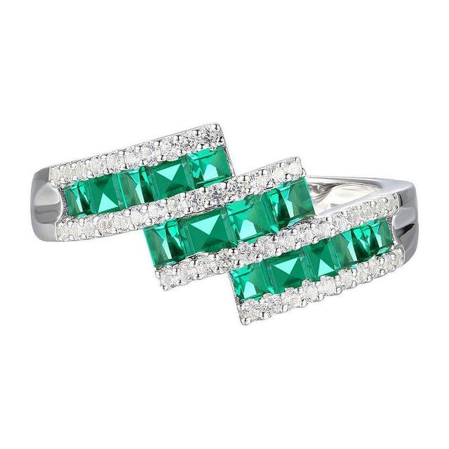 Sterling Silver Lab-Created Emerald & Lab-Created White Sapphire Ring, Womens Green Product Image