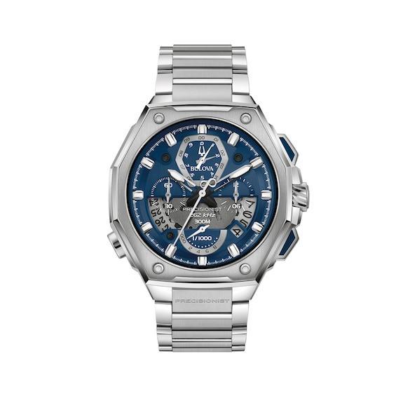 Men's Bulova Precisionist Chronograph Watch with Blue Dial (Model: 96B349) Product Image