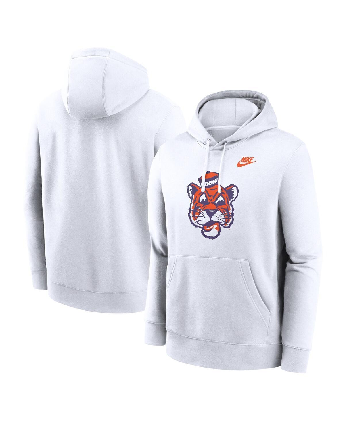 Nike Mens White Clemson Tigers Legacy Logo Club Fleece Pullover Hoodie Product Image