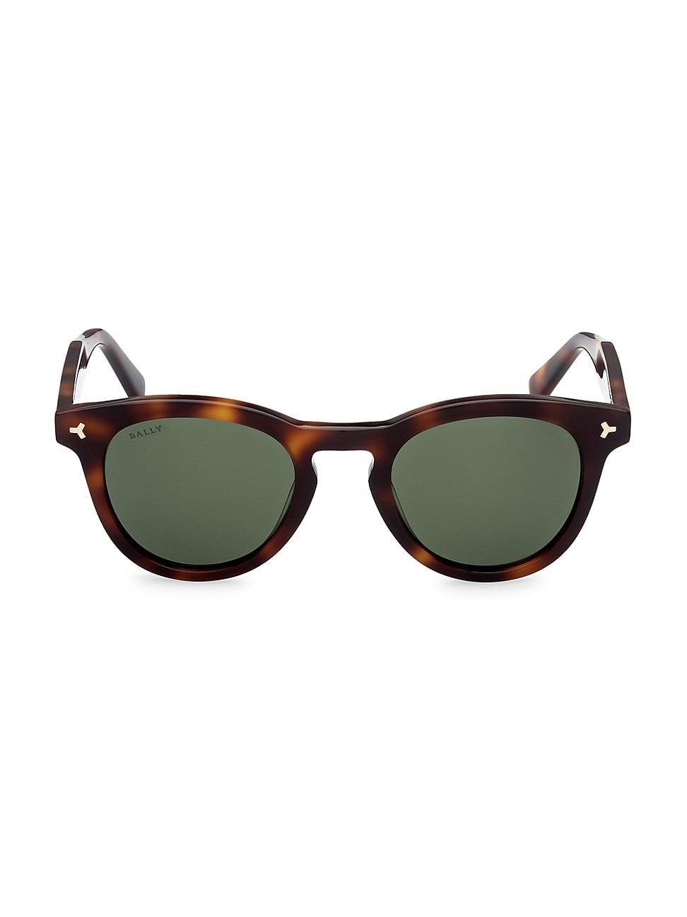 Mens 49MM Plastic Round Sunglasses - Havana Green Product Image