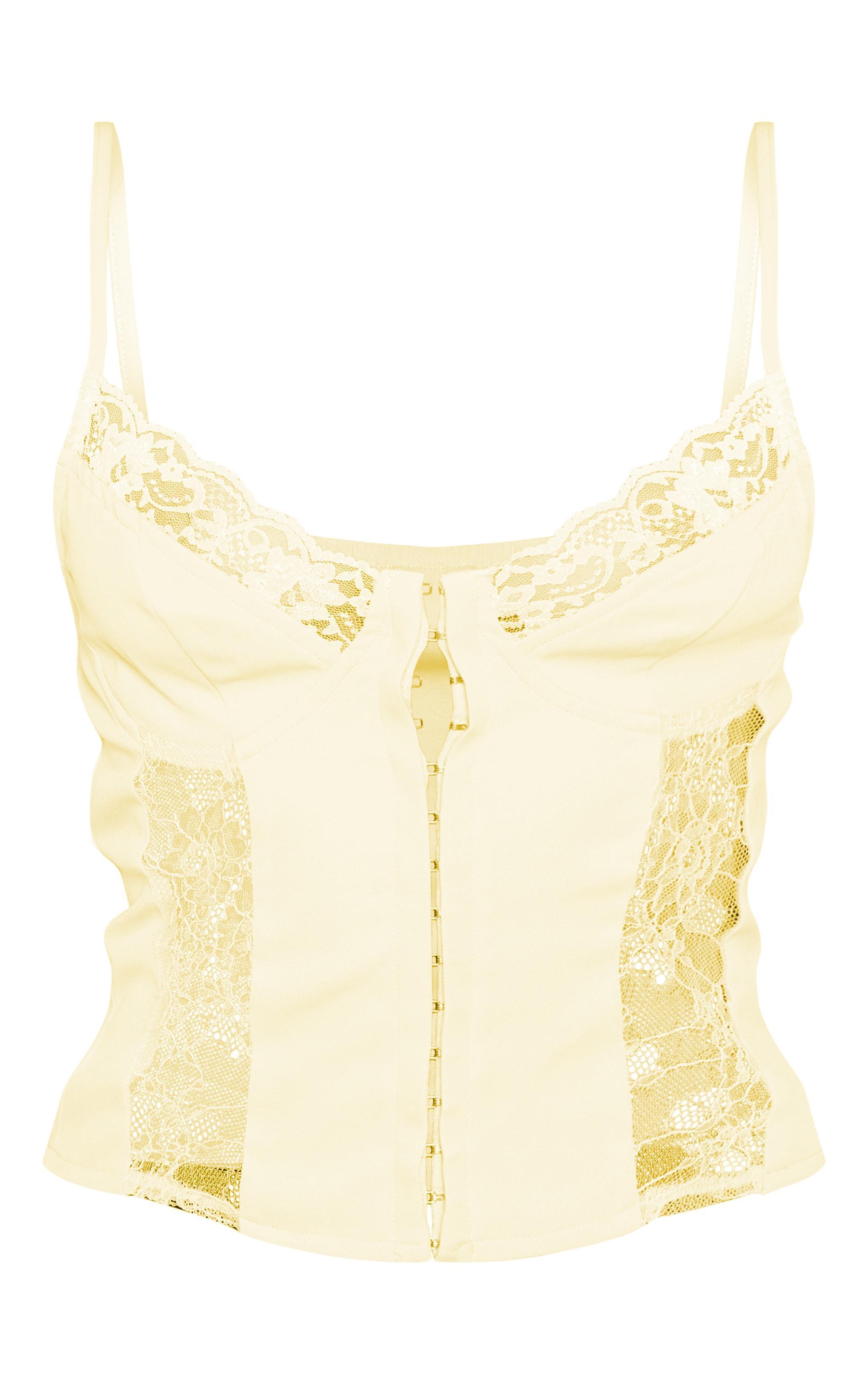 Lemon Lace Insert Under Wire Hook And Eye Corset Product Image