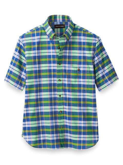 Cotton Madras Plaid Casual Shirt - Green Multi Product Image