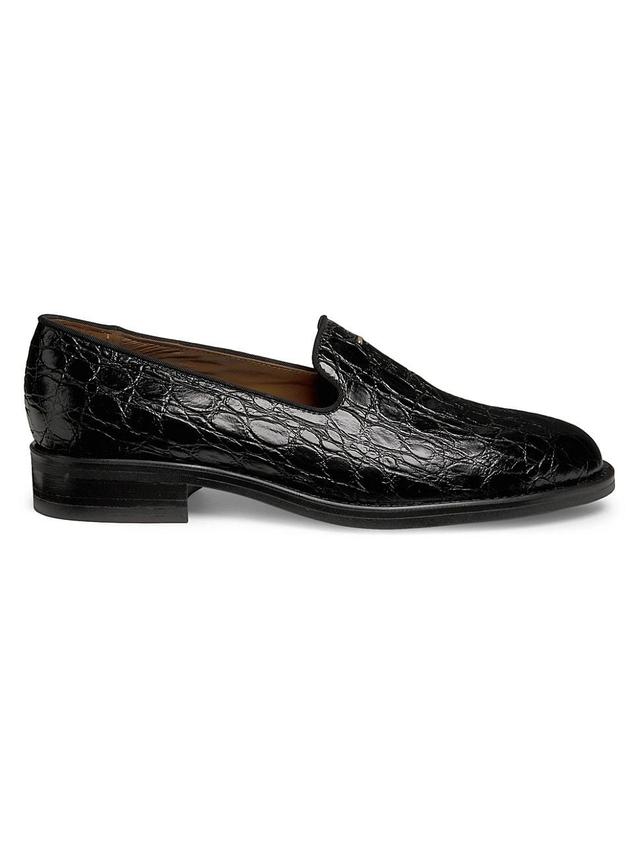 Womens Crocodile-Embossed Leather Loafers Product Image