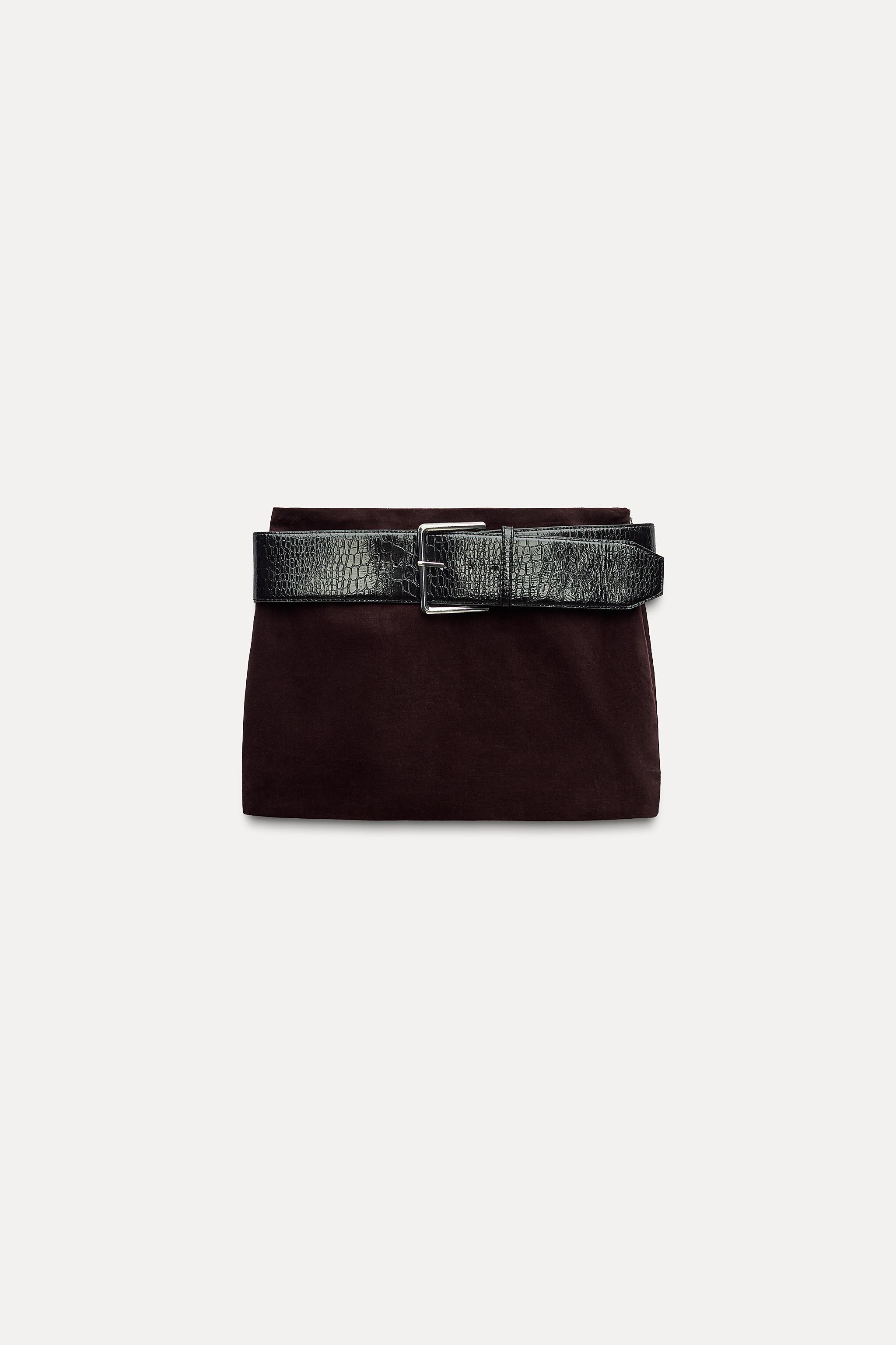 BELTED VELVET MINI SKIRT Product Image