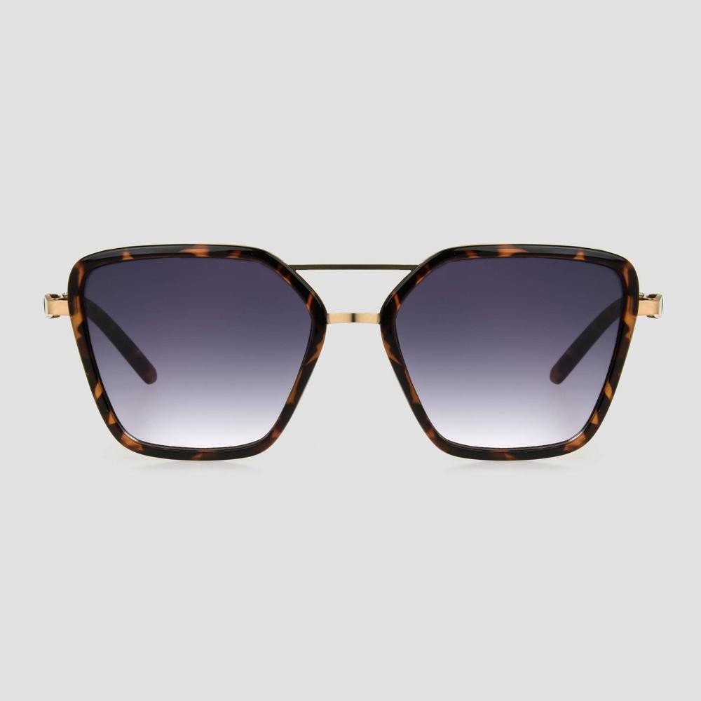 Womens Tortoise Shell Print Plastic Aviator Sunglasses - Universal Thread Gold Product Image