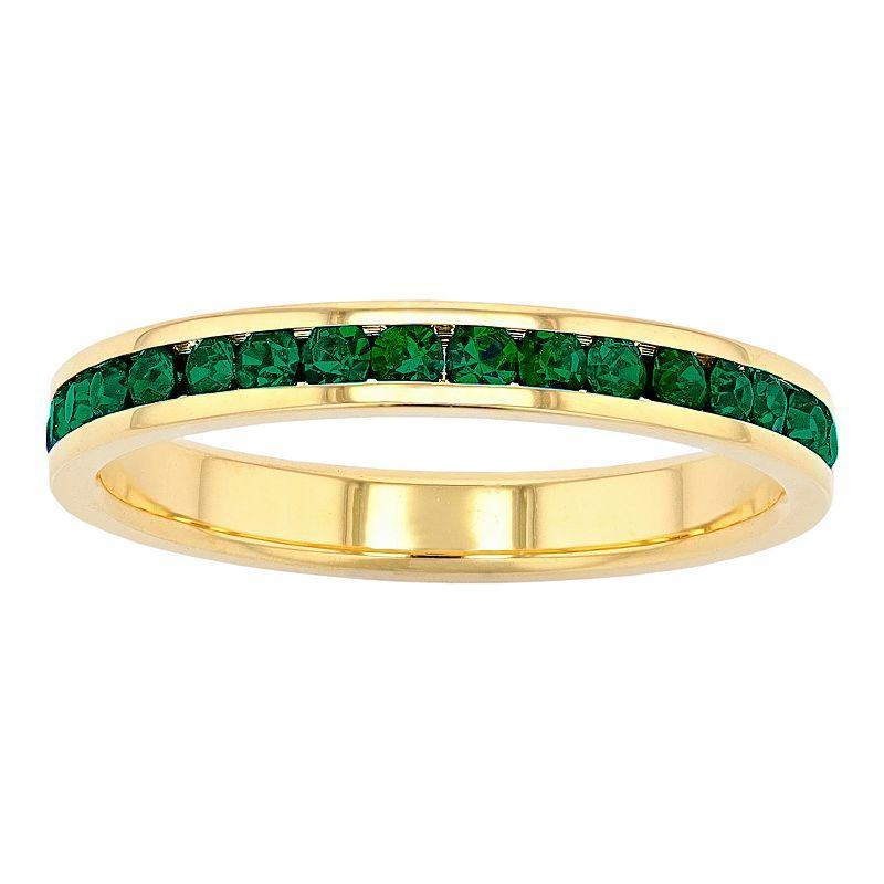 18k Gold Over Silver Birthstone Crystal Eternity Ring, Womens 18k Gold Plated Oct Product Image