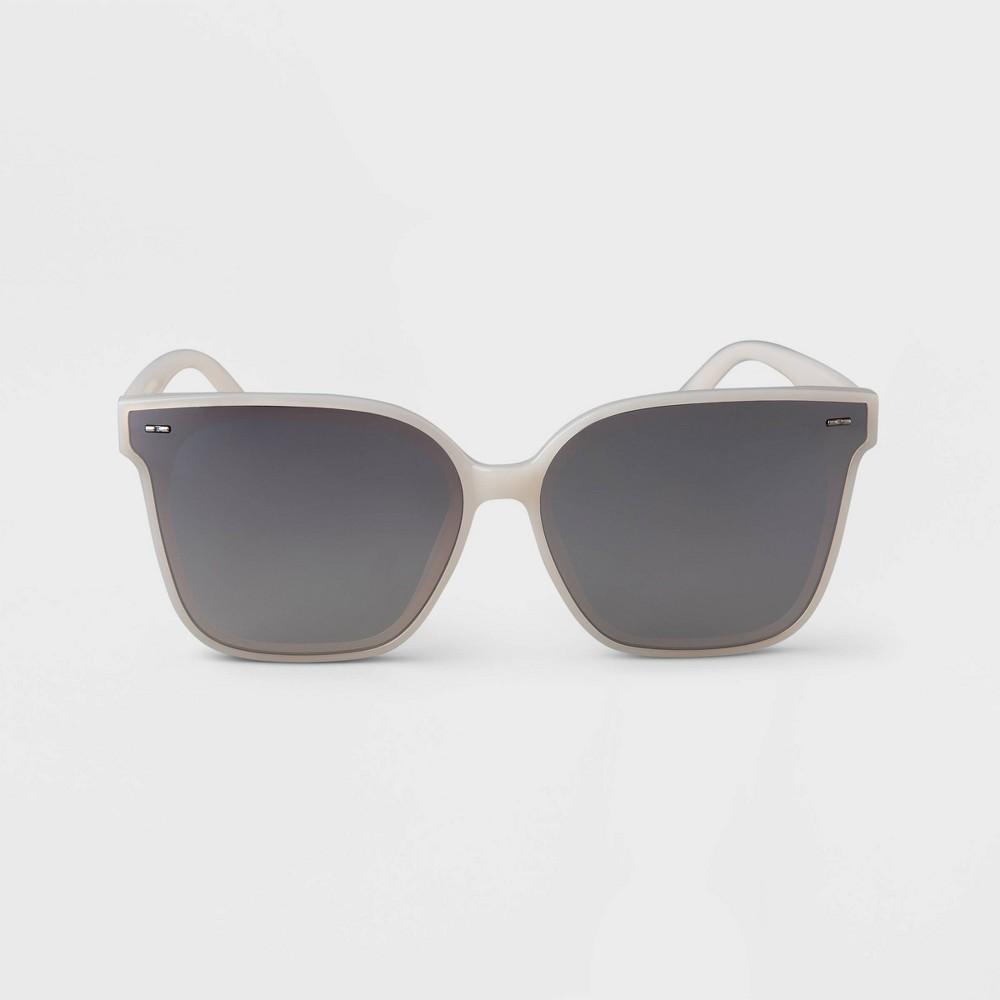 Women's Plastic Shield Sunglasses - A New Day™ White product image