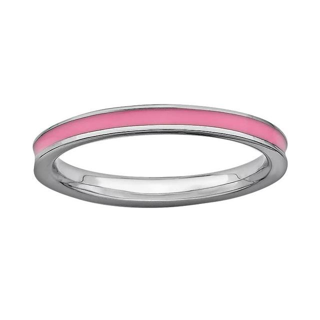 Stacks & Stones Sterling Silver Pink Enamel Stack Ring, Womens Product Image