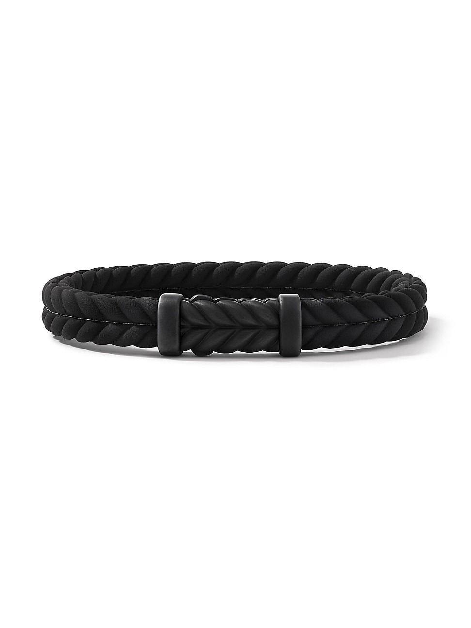 Mens Chevron Black Rubber Bracelet with Black Titanium Product Image