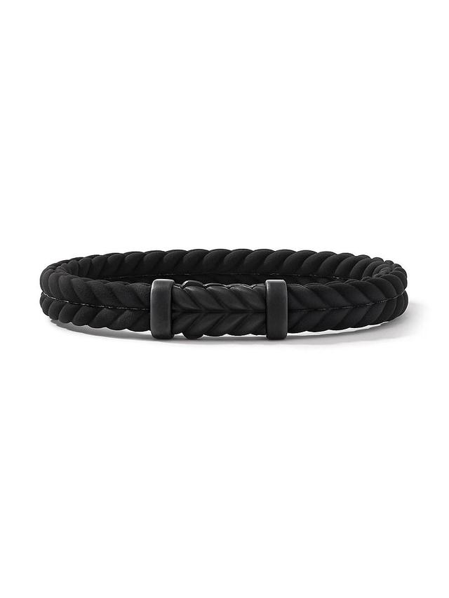 Mens Chevron Black Rubber Bracelet with Black Titanium Product Image