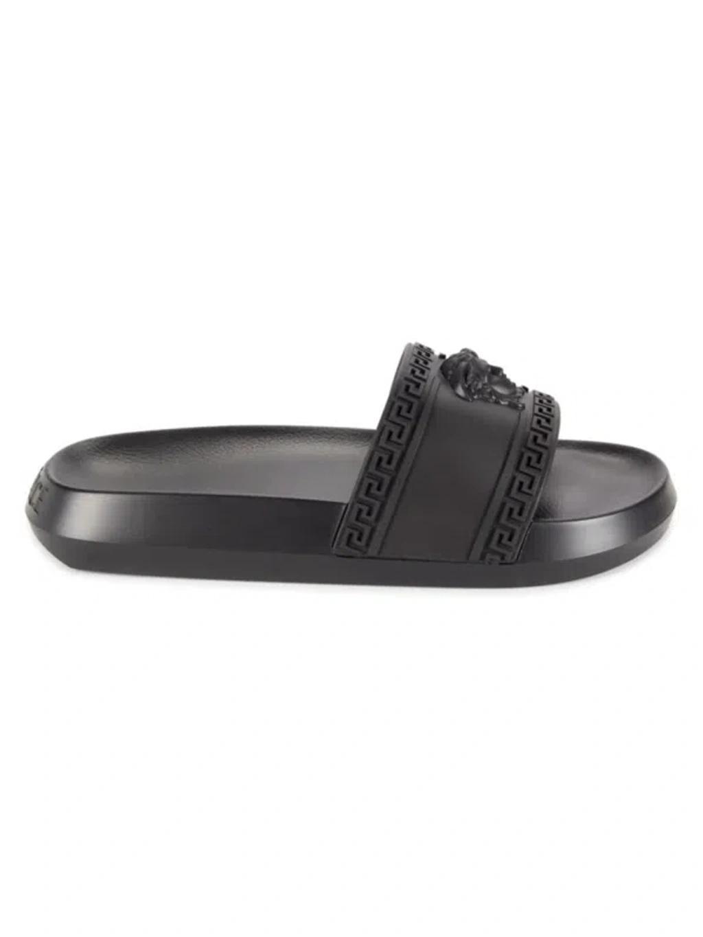 VERSACE Palazzo Pool Sliders In Black Product Image