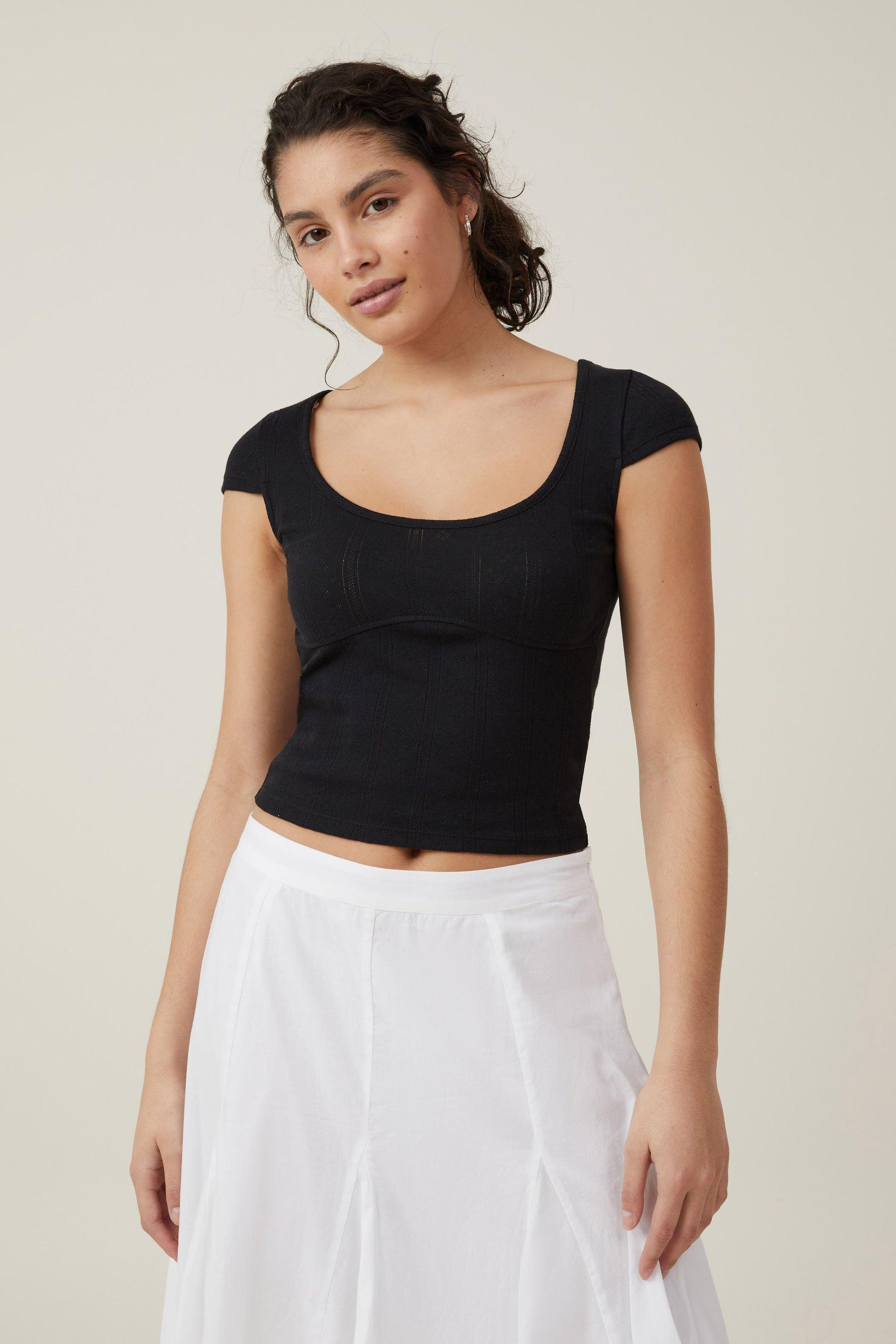 Cotton On Women - Darcie Scoop Neck Short Sleeve Top - Black Product Image