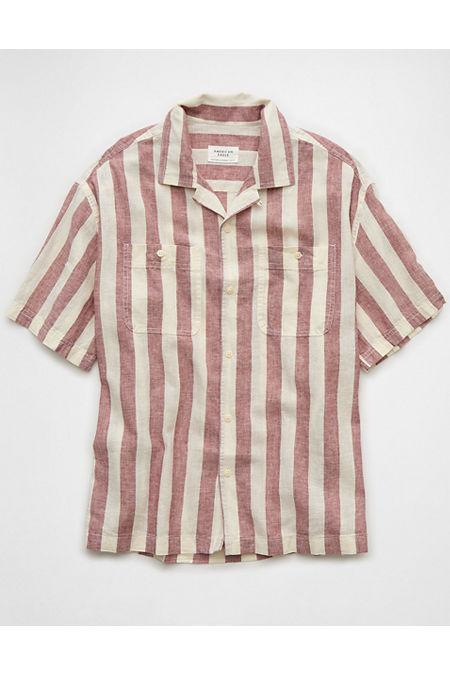 AE Linen-Blend Striped Button-Up Poolside Shirt Men's Product Image