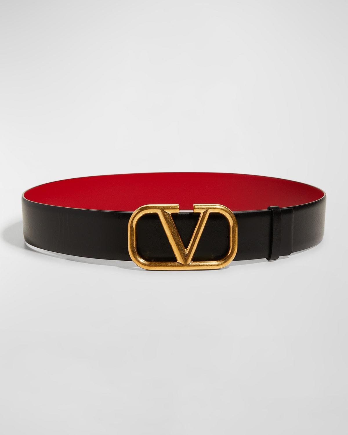 Valentino Garavani VLOGO Buckle Reversible Leather Belt Product Image