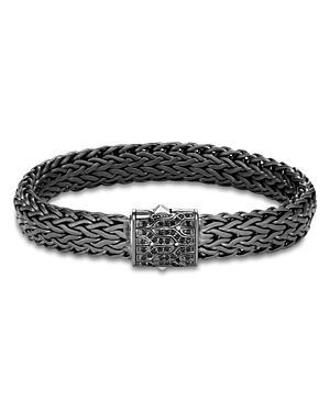 Mens Chain Collection Black Rhodium-Plated Sterling Silver & Black Sapphire Icon Woven Chain Bracelet Product Image