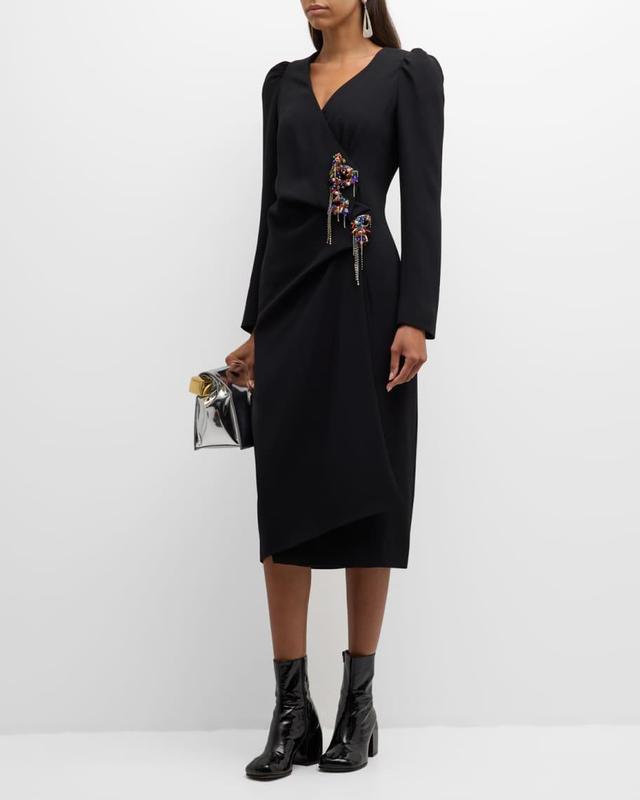 Dapan Wrap Midi Dress with Embellished Detail Product Image