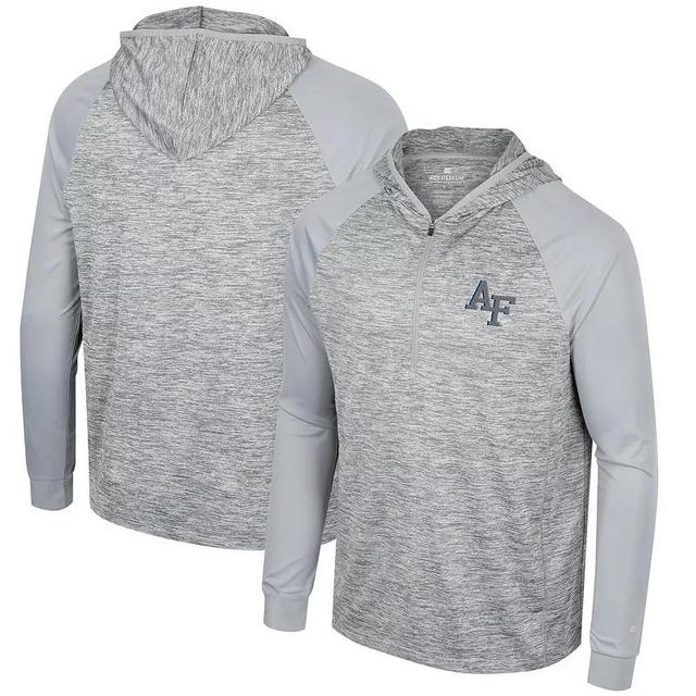 Mens Colosseum Gray Air Force Falcons Cybernetic Raglan Quarter-Zip Hooded Top Product Image