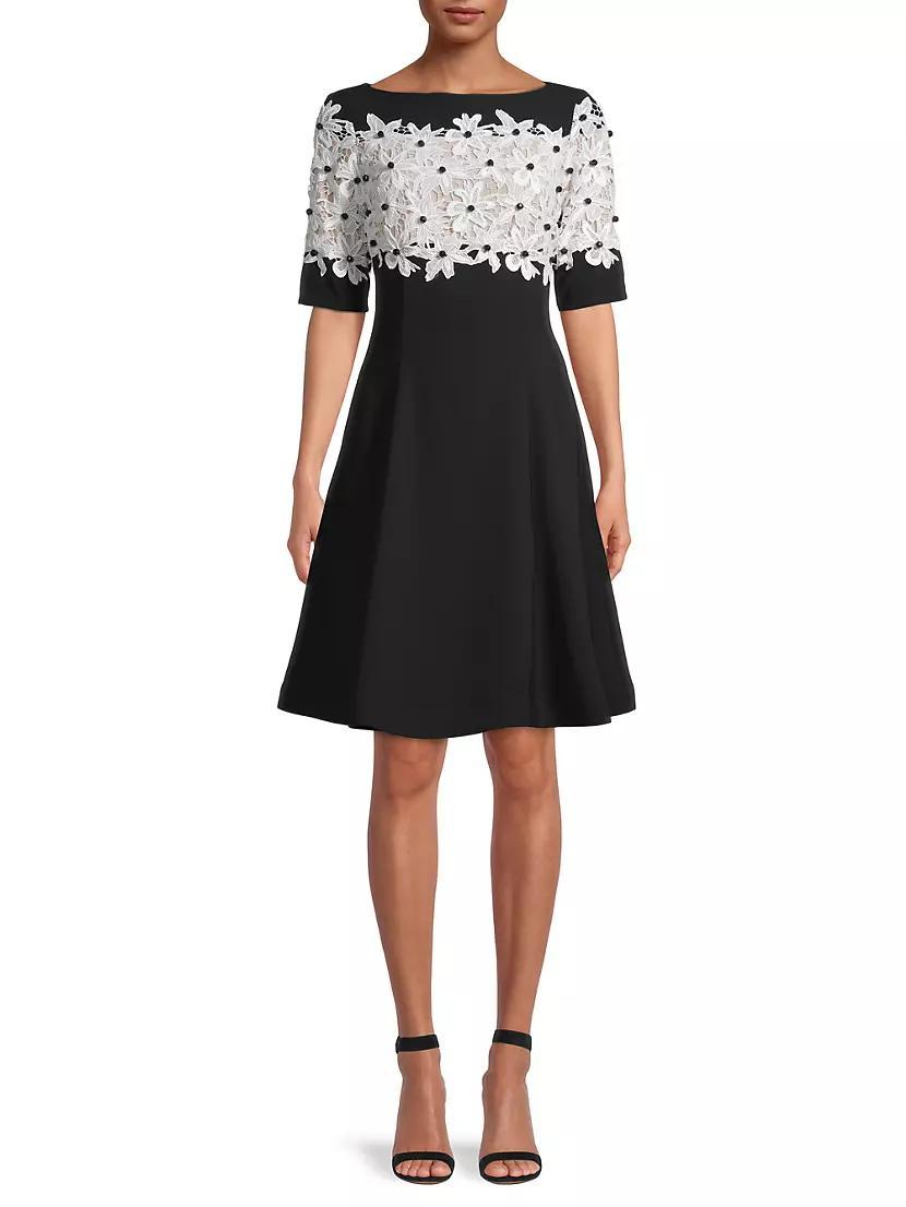 Lace Fit & Flare Crepe A-Line Dress Product Image