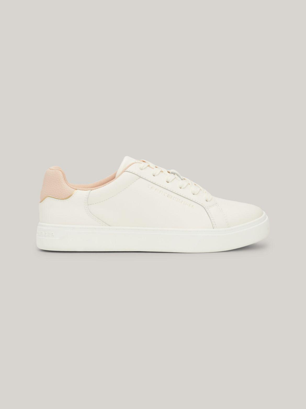 Tommy Hilfiger Women's Tommy Logo Leather Court Sneaker - Pink - US 9 / EU 40 Product Image