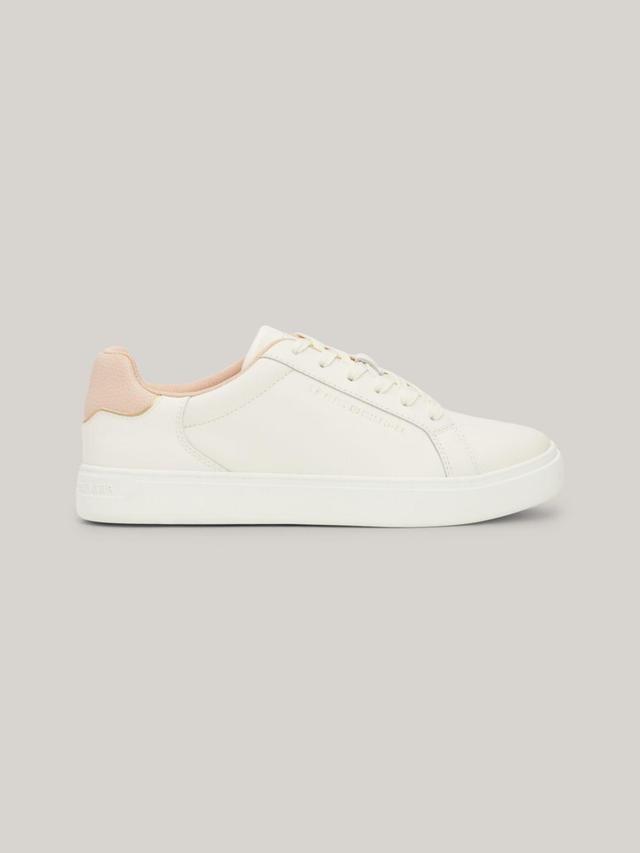 Tommy Hilfiger Women's Tommy Logo Leather Court Sneaker - Pink - US 6 / EU 36 Product Image