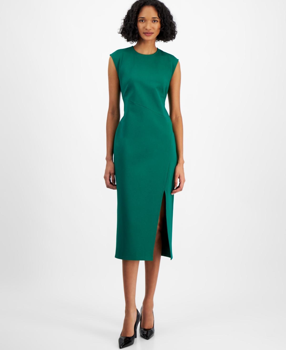 Bar Iii Womens Cap-Sleeve Crewneck Midi Sheath Dress, Created for Macys Product Image