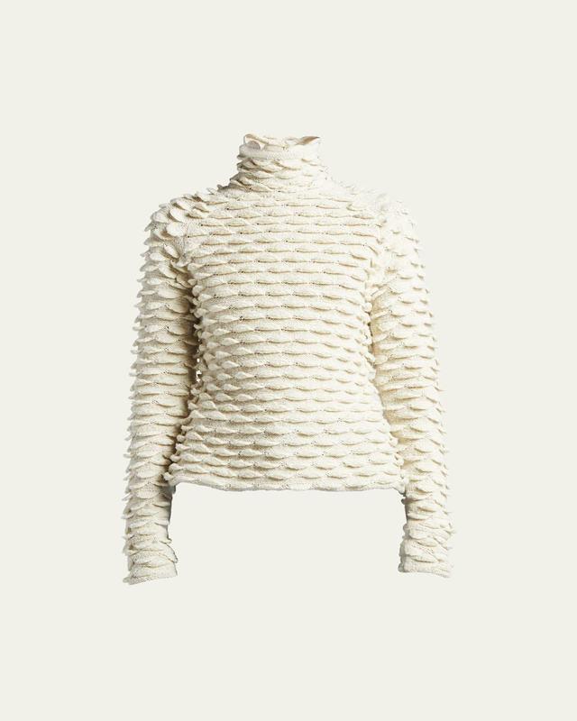 Fish Scale Wool High-Neck Sweater Product Image