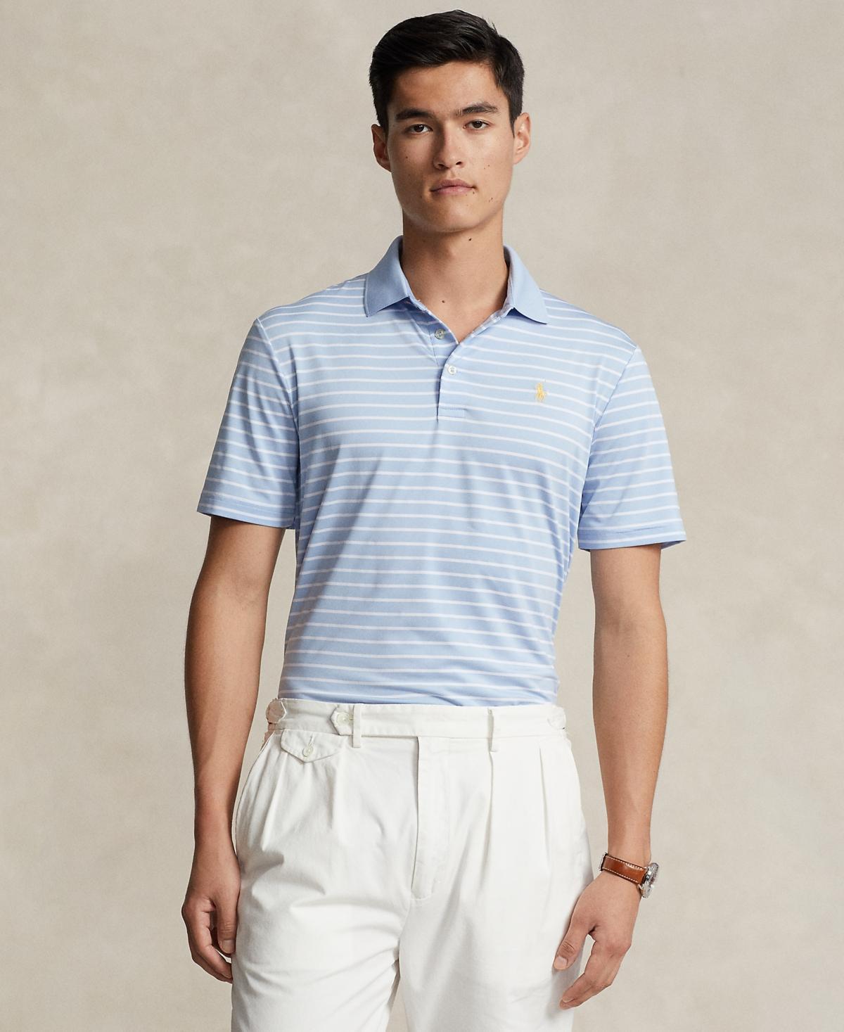 Men's Classic-fit Performance Polo Shirt In Blue Hyacinth,ceramic White Product Image