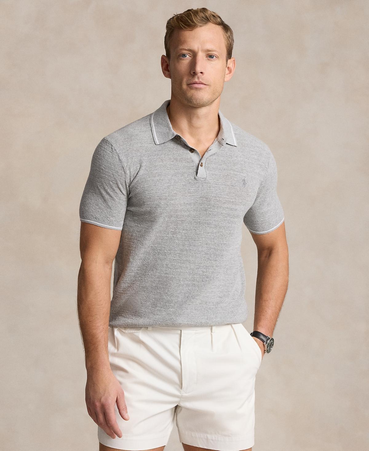 Polo Ralph Lauren Mens Cotton-Linen Polo-Collar Sweater Product Image