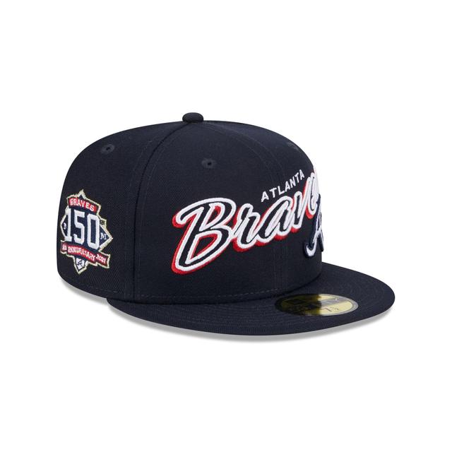 Atlanta Braves Script Sided 59FIFTY Fitted Hat Male Product Image